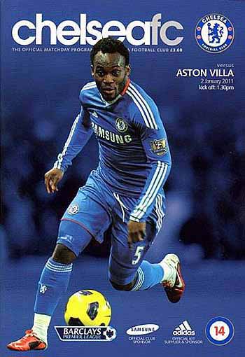 programme cover for Chelsea v Aston Villa, Sunday, 2nd Jan 2011