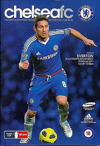 programme cover for Chelsea v Everton, Saturday, 19th Feb 2011