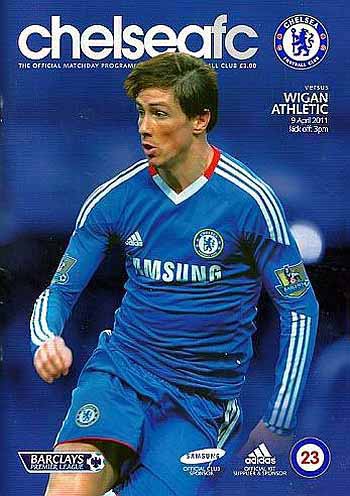 programme cover for Chelsea v Wigan Athletic, Saturday, 9th Apr 2011