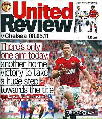 programme cover for Manchester United v Chelsea, Sunday, 8th May 2011