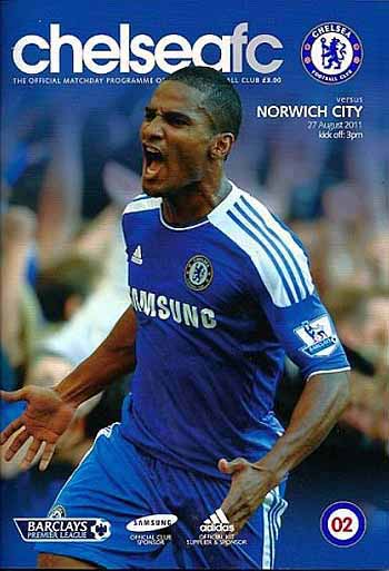 programme cover for Chelsea v Norwich City, Saturday, 27th Aug 2011
