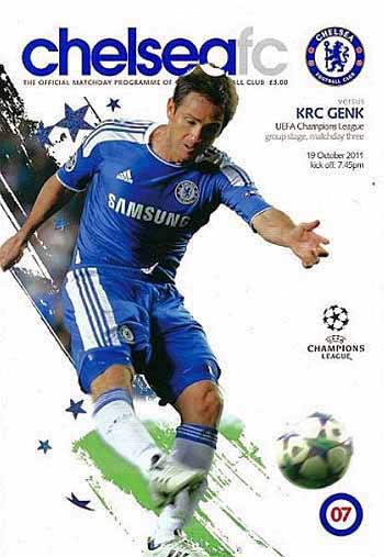 programme cover for Chelsea v Racing Genk, Wednesday, 19th Oct 2011