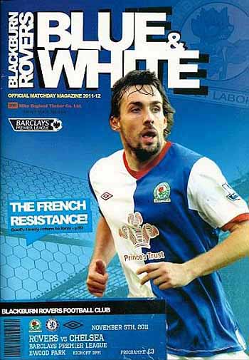 programme cover for Blackburn Rovers v Chelsea, Saturday, 5th Nov 2011