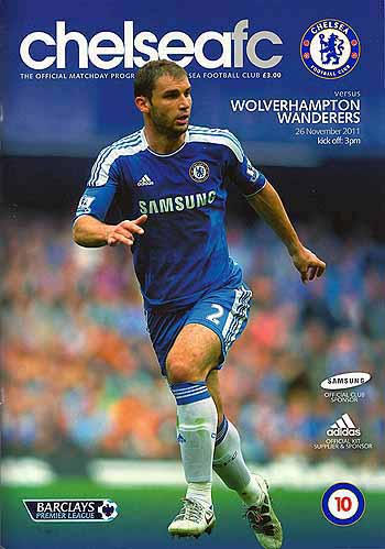 programme cover for Chelsea v Wolverhampton Wanderers, Saturday, 26th Nov 2011