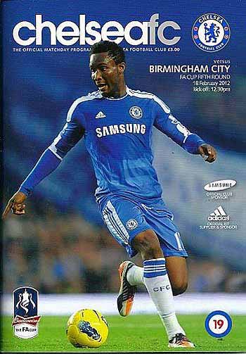 programme cover for Chelsea v Birmingham City, Saturday, 18th Feb 2012