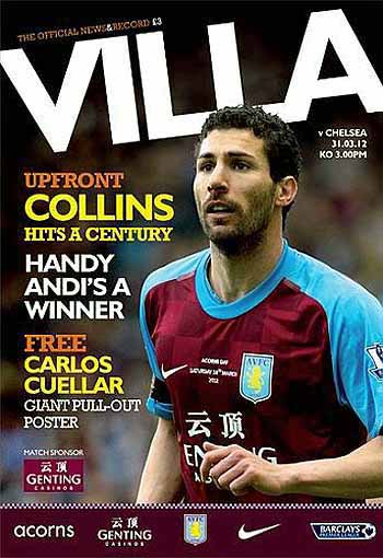programme cover for Aston Villa v Chelsea, Saturday, 31st Mar 2012