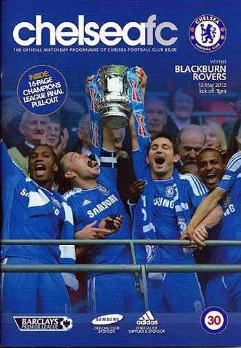 programme cover for Chelsea v Blackburn Rovers, Sunday, 13th May 2012
