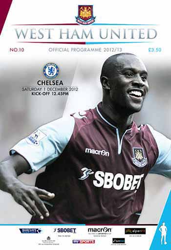 programme cover for West Ham United v Chelsea, Saturday, 1st Dec 2012