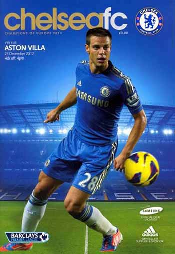 programme cover for Chelsea v Aston Villa, Sunday, 23rd Dec 2012