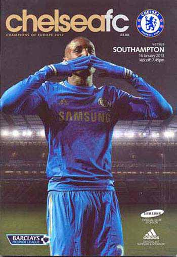 programme cover for Chelsea v Southampton, Wednesday, 16th Jan 2013