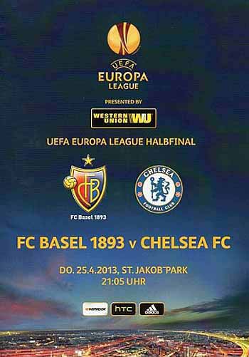 programme cover for F.C. Basel v Chelsea, Thursday, 25th Apr 2013