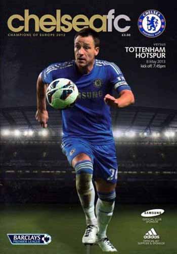 programme cover for Chelsea v Tottenham Hotspur, Wednesday, 8th May 2013