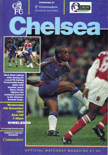 programme cover for Chelsea v Wimbledon, 8th Dec 1993