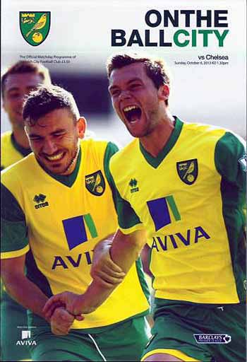 programme cover for Norwich City v Chelsea, Sunday, 6th Oct 2013