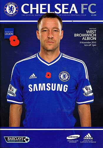 programme cover for Chelsea v West Bromwich Albion, Saturday, 9th Nov 2013