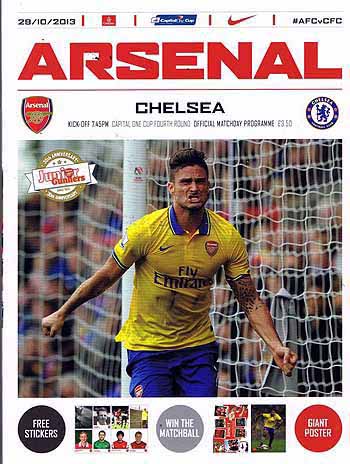 programme cover for Arsenal v Chelsea, Tuesday, 29th Oct 2013