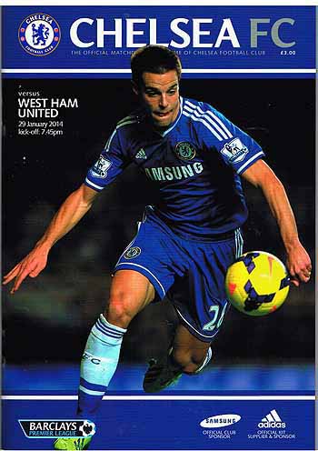 programme cover for Chelsea v West Ham United, Wednesday, 29th Jan 2014