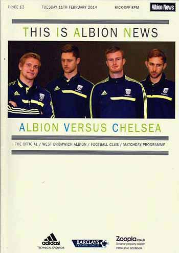 programme cover for West Bromwich Albion v Chelsea, Tuesday, 11th Feb 2014