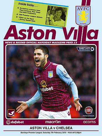 programme cover for Aston Villa v Chelsea, Saturday, 7th Feb 2015