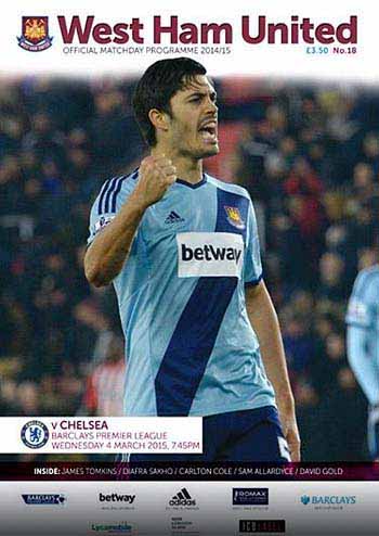 programme cover for West Ham United v Chelsea, Wednesday, 4th Mar 2015