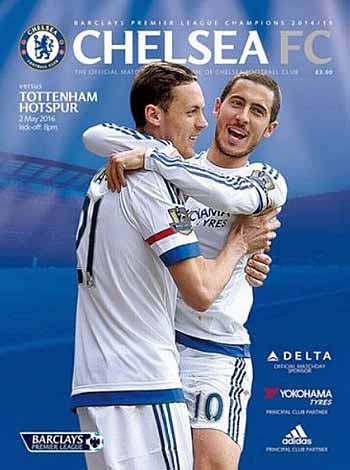 programme cover for Chelsea v Tottenham Hotspur, Monday, 2nd May 2016