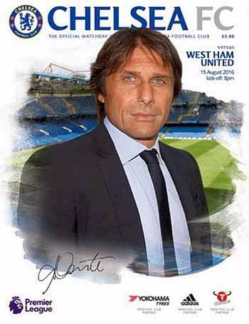 programme cover for Chelsea v West Ham United, Monday, 15th Aug 2016