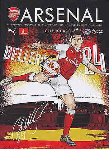 programme cover for Arsenal v Chelsea, Saturday, 24th Sep 2016