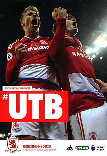 programme cover for Middlesbrough v Chelsea, Sunday, 20th Nov 2016