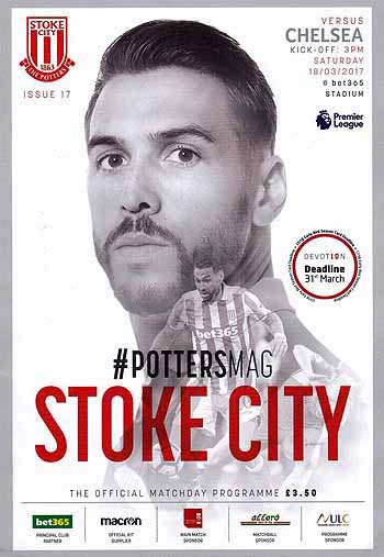 programme cover for Stoke City v Chelsea, Saturday, 18th Mar 2017