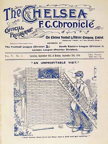 programme cover for Chelsea v Brentford, Monday, 20th Sep 1909