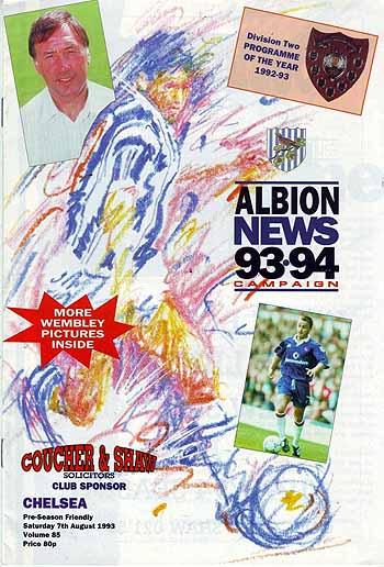 programme cover for West Bromwich Albion v Chelsea, Saturday, 7th Aug 1993
