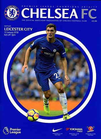 programme cover for Chelsea v Leicester City, Saturday, 13th Jan 2018