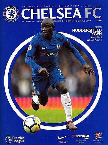 programme cover for Chelsea v Huddersfield Town, Wednesday, 9th May 2018