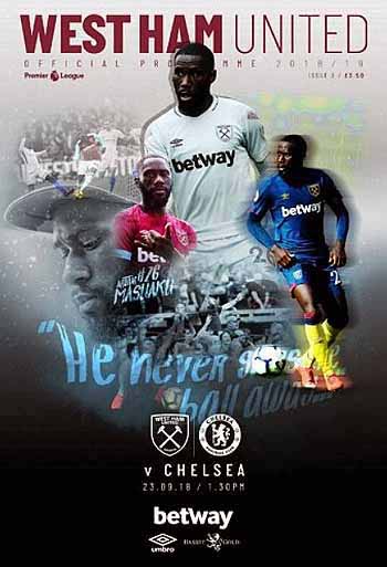 programme cover for West Ham United v Chelsea, Sunday, 23rd Sep 2018