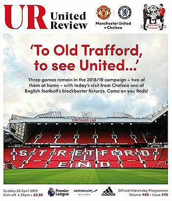 programme cover for Manchester United v Chelsea, Sunday, 28th Apr 2019