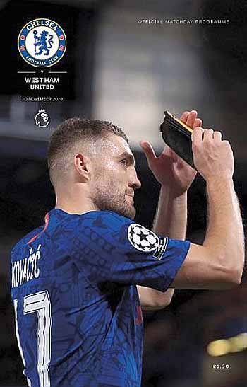 programme cover for Chelsea v West Ham United, 30th Nov 2019