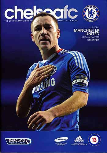 programme cover for Chelsea v Manchester United, Sunday, 19th Dec 2010