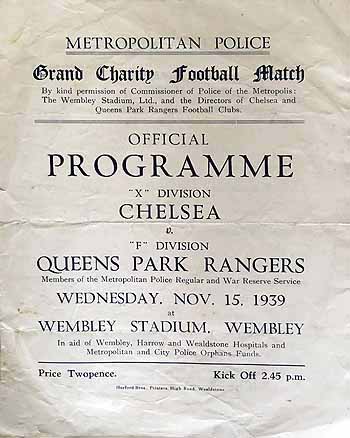 programme cover for Queens Park Rangers v Chelsea, 15th Nov 1939