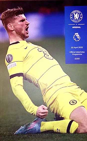 programme cover for Chelsea v Arsenal, Wednesday, 20th Apr 2022