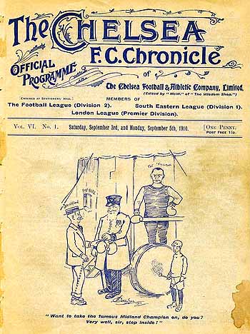 programme cover for Chelsea v Queens Park Rangers, Saturday, 3rd Sep 1910