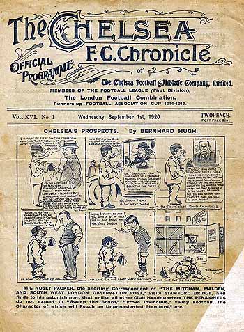 programme cover for Chelsea v Bolton Wanderers, 1st Sep 1920