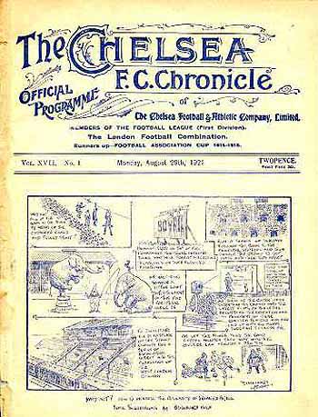 programme cover for Chelsea v Birmingham, 29th Aug 1921