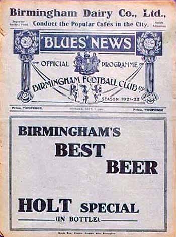 programme cover for Birmingham v Chelsea, 5th Sep 1921