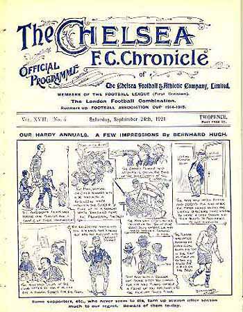 programme cover for Chelsea v Liverpool, 24th Sep 1921