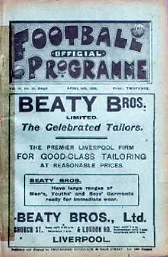 programme cover for Everton v Chelsea, 8th Apr 1922