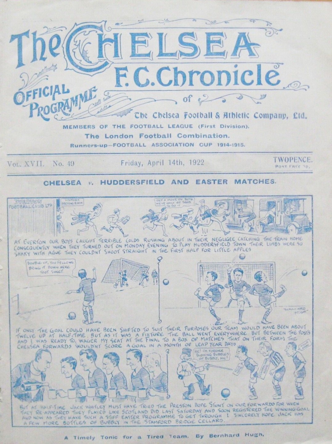 programme cover for Chelsea v Aston Villa, Friday, 14th Apr 1922