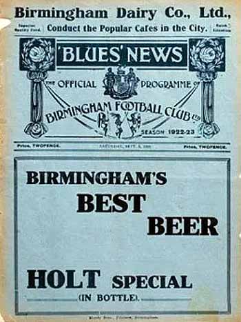 programme cover for Birmingham v Chelsea, Saturday, 2nd Sep 1922