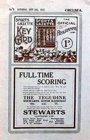 programme cover for Middlesbrough v Chelsea, 16th Sep 1922