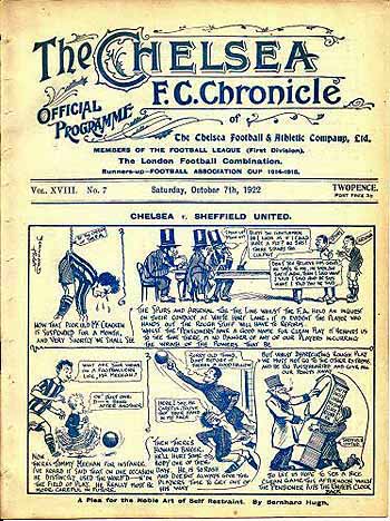 programme cover for Chelsea v Sheffield United, Saturday, 7th Oct 1922