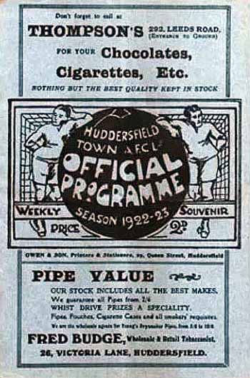 programme cover for Huddersfield Town v Chelsea, Saturday, 9th Dec 1922